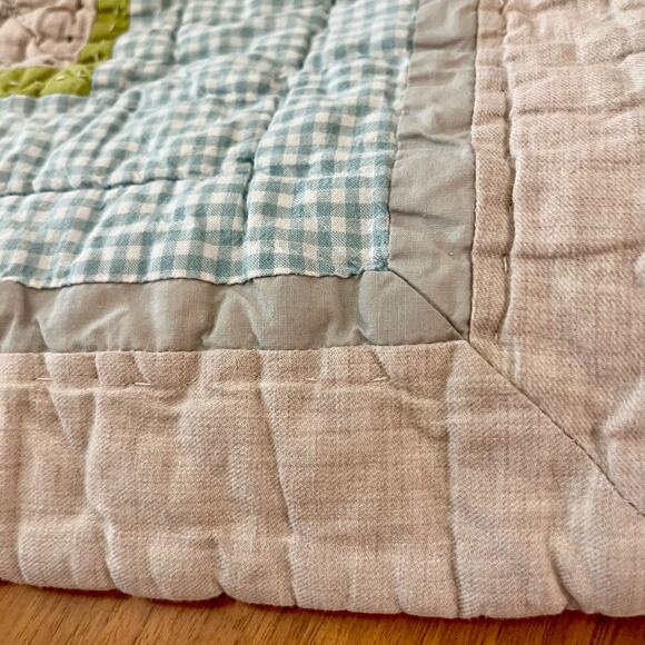 Pottery Barn Kids Comforter Crib Quilt Safari Zoo Animals Gingham - Picture 12 of 12